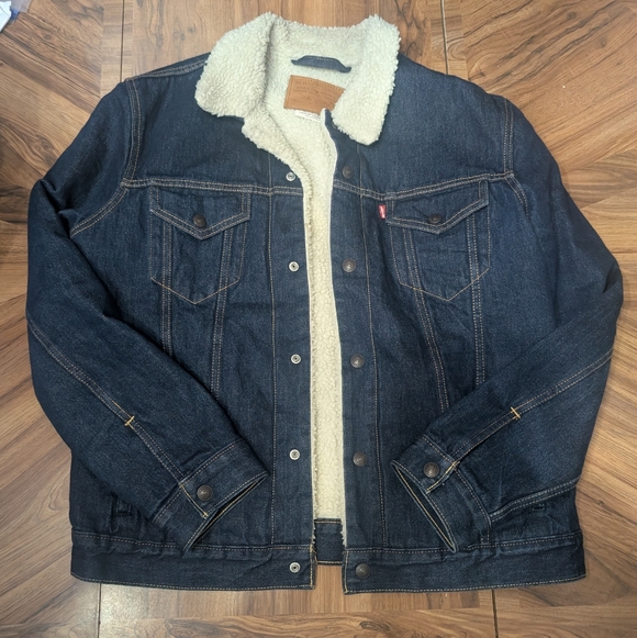 Men's Denim Levi Strauss Trucker Sherpa Jacket - Picture 1 of 16
